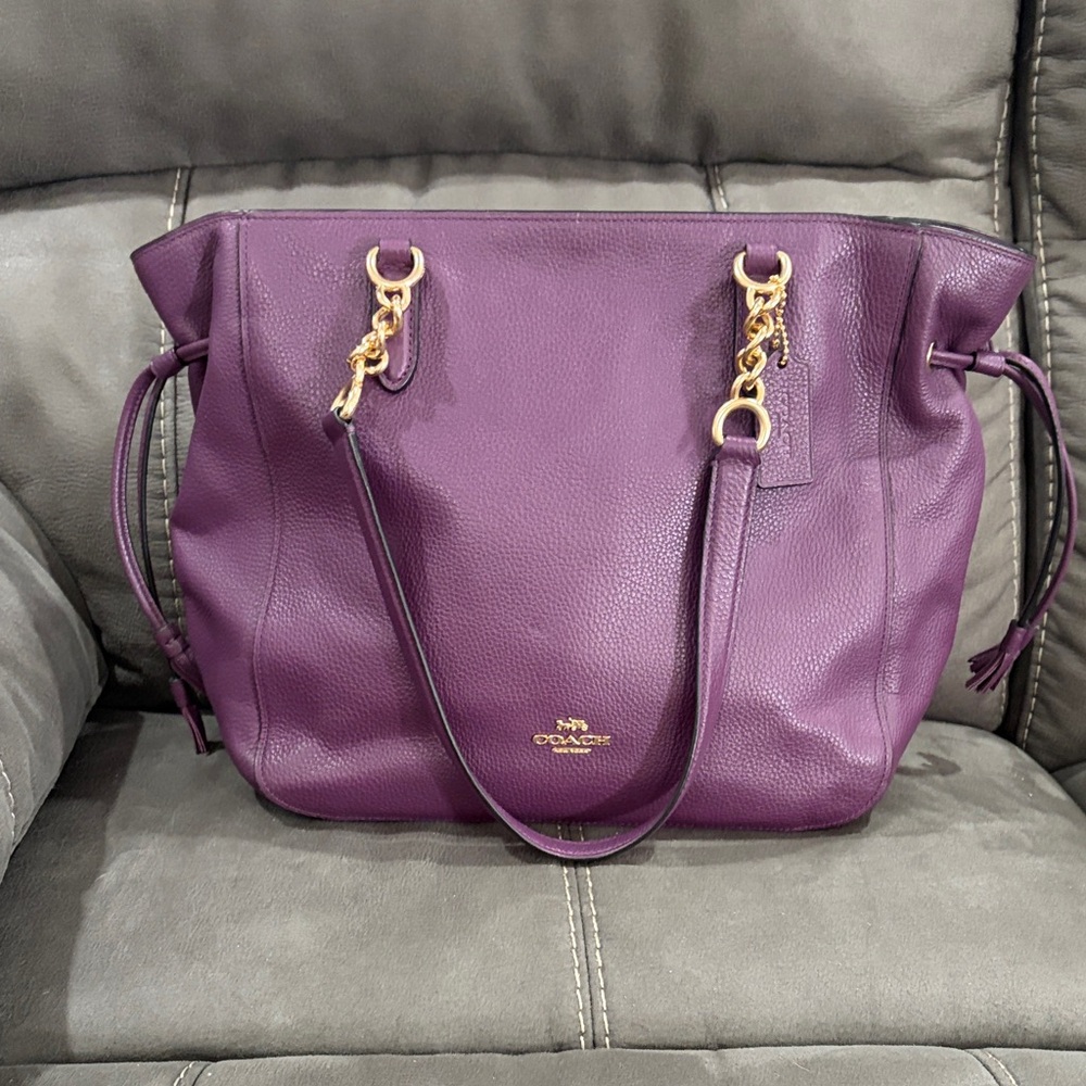 Coach Deep Purple Elle Leather Shoulder Bag